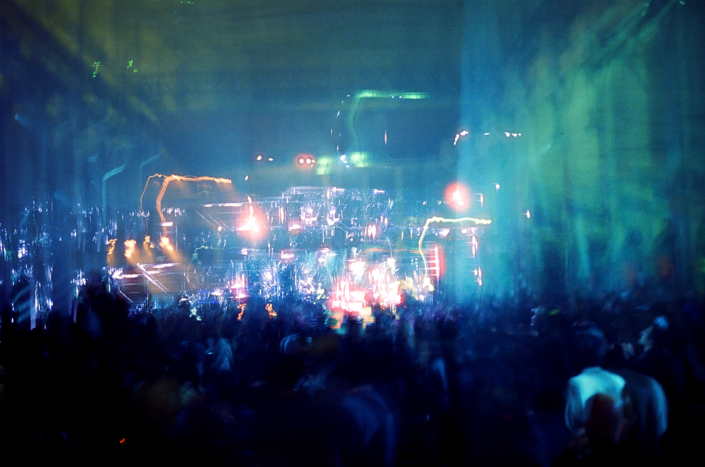 perfomance at berlin atonal blue and lights