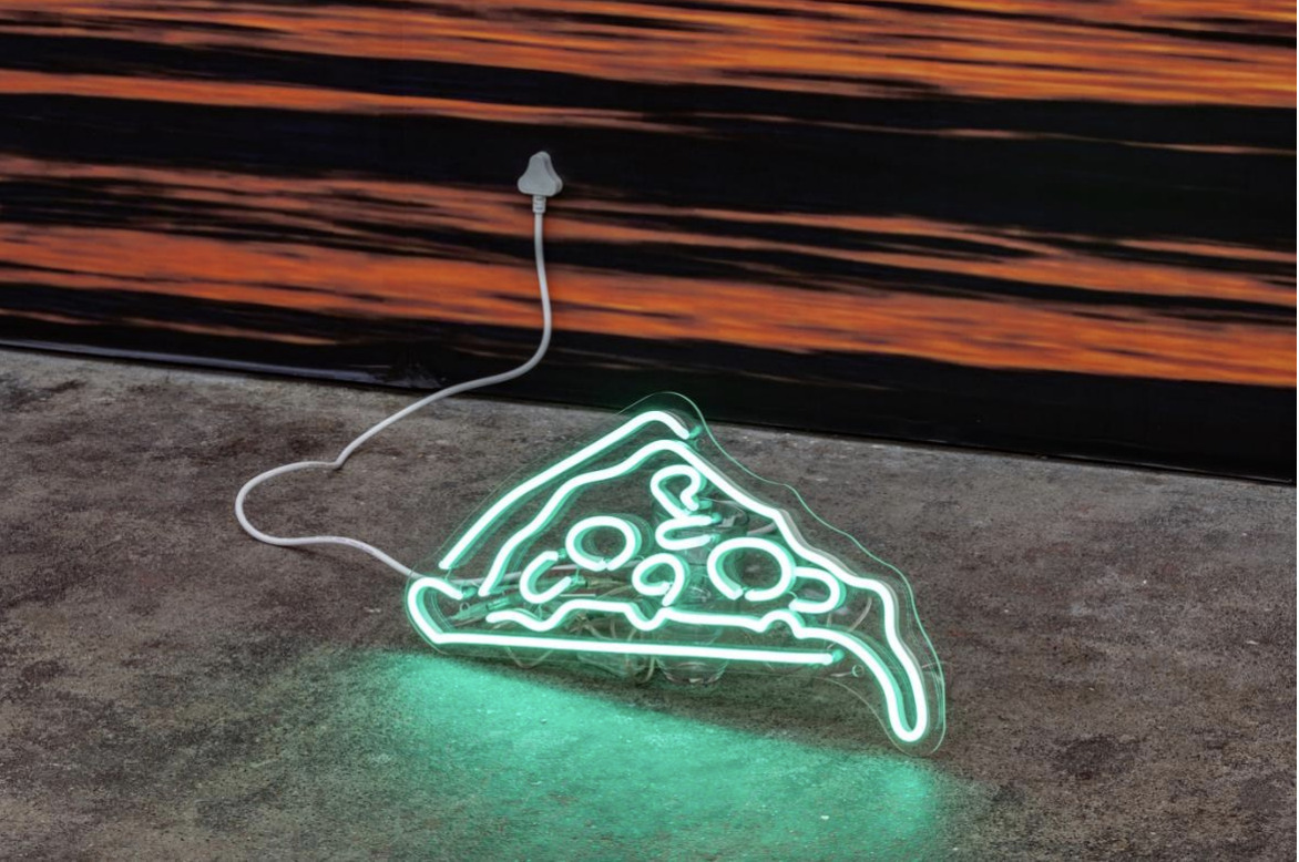 neon pizza artwork