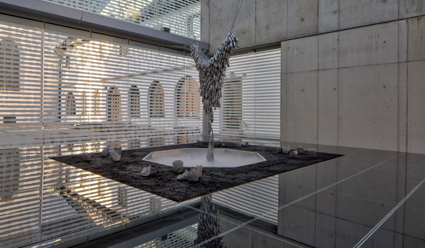 patio with sculpture silver