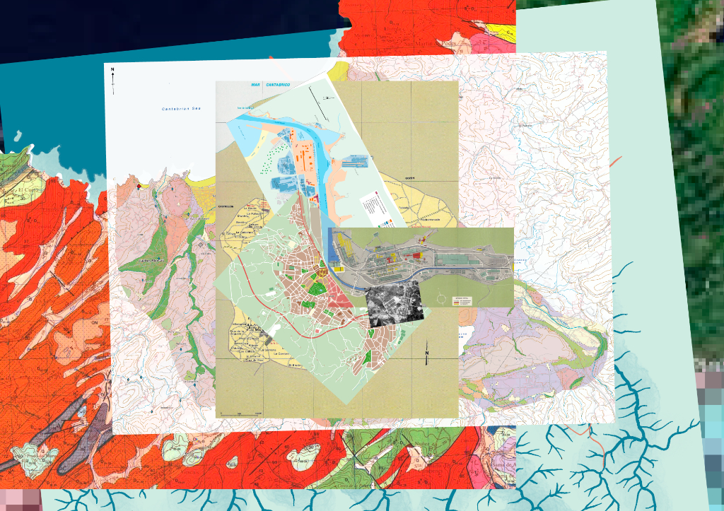 Collage cartográfico de Avilés, Elisa Cuesta (2024)